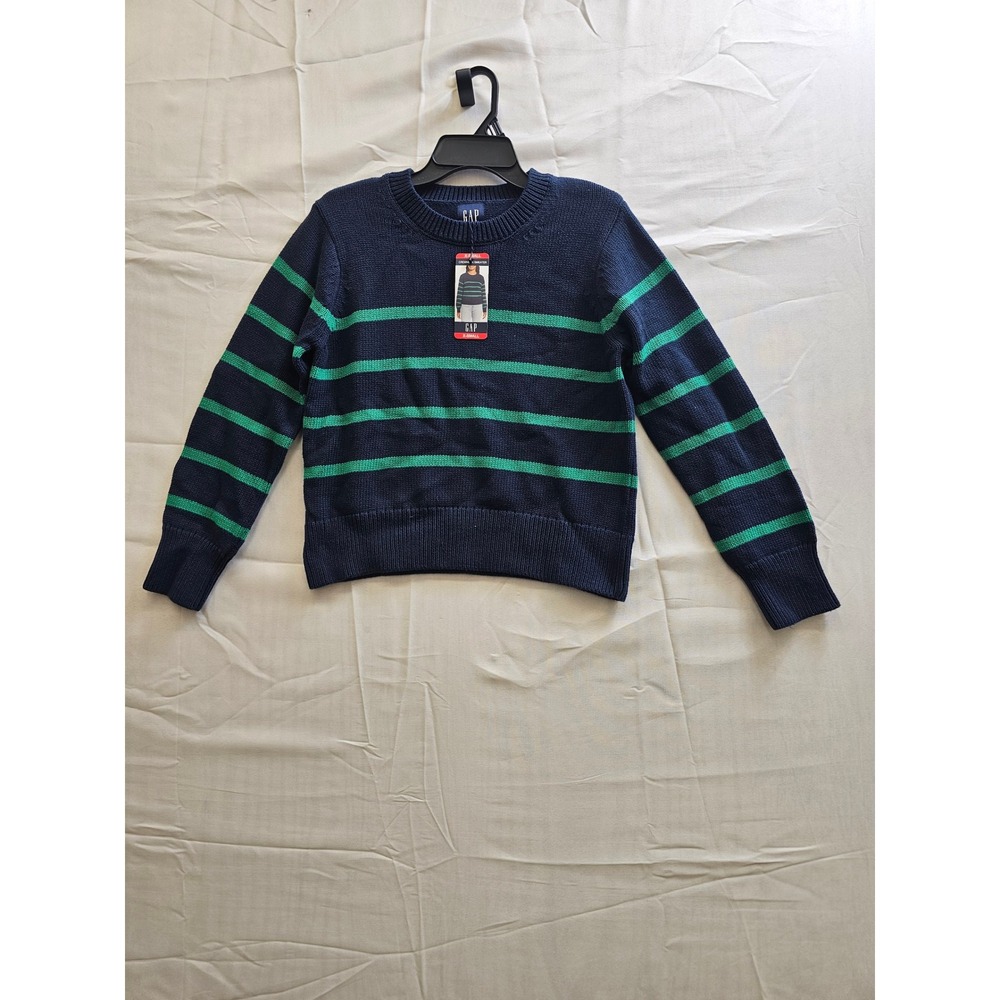 GAP Womens Navy‎ Green Striped Cotton Crewneck Sweater XS NWT New 351